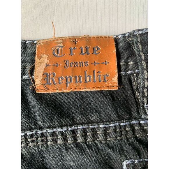 True Religion‎ Men's Straight Jeans Black Size 36 Triple Stitching - Picture 9 of 13